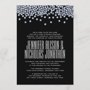 Diamond Glitter Typography Wedding Invitation