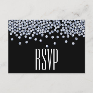 Diamond Glitter Typography Wedding RSVP Card