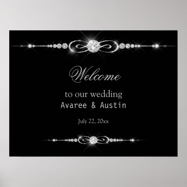 Diamond Glitter Welcome to Our Wedding Poster (Front)