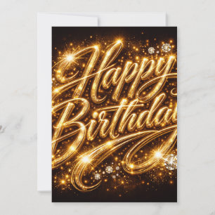Diamond Glow Birthday — 3D Golden  Invitation