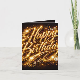 Diamond Glow Birthday — 3D GoldenFolded Invitation