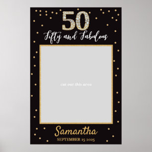 Diamond Gold And Black Birthday Photo Prop Frame Poster