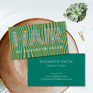 Diamond Gold Dark Teal Hairdresser Hair Stylist Business Card