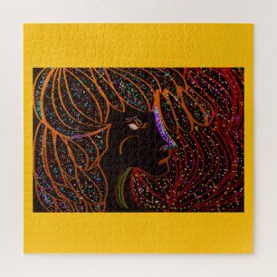 Diamond Gold Floral Goddess and Her Red Flower  Jigsaw Puzzle