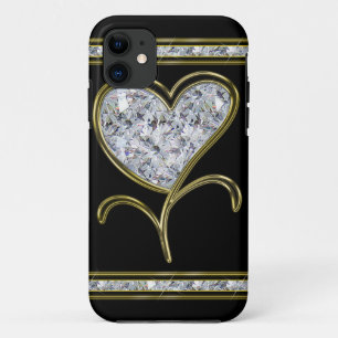 Diamond & Gold Heart Flower iPhone 11 Case