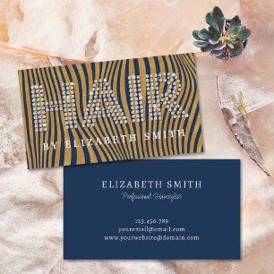 Diamond Gold Navy Blue Hairdresser Hairstylist Business Card