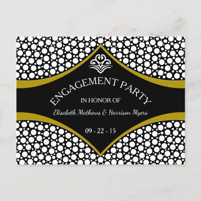 Diamond Gold Wedding Engagement Invitation Postcard (Front)