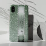 Diamond Green Faux Glitter Calligraphy Monogram  Samsung Galaxy Case<br><div class="desc">Any glitter or diamonds in design are photos and simulated. This design may be personalised in the area provided by changing the photo and/or text. Or it can be customised by clicking Personalise this Template and then choosing the click to customise further option and delete or change the colour of...</div>