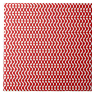 Diamond grid pattern, modern, simple, red, white ceramic tile