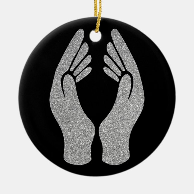 Diamond Hands Ceramic Ornament (Front)