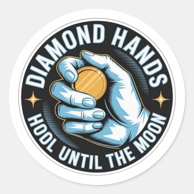 Diamond Hands Crypto Sticker - HODL Until The Moon (Front)
