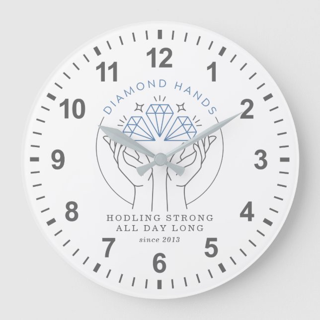 Diamond Hands Stock & Crypto Trader Funny Hodl Large Clock (Front)