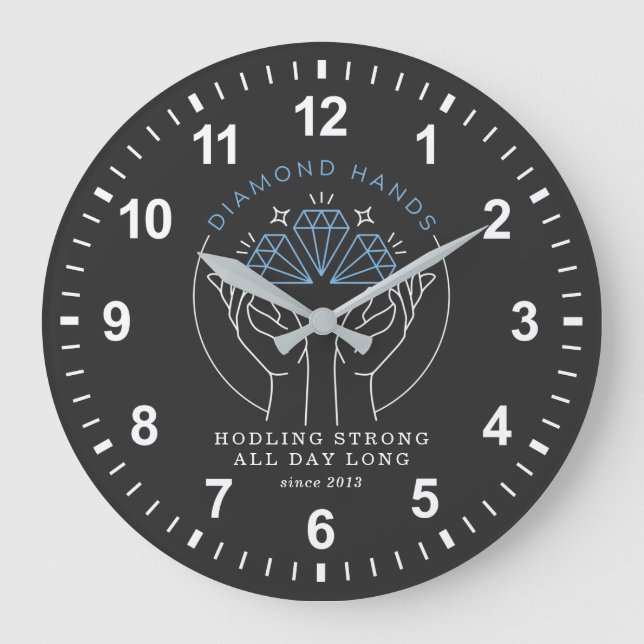 Diamond Hands Stock & Crypto Trader Funny Large Clock (Front)
