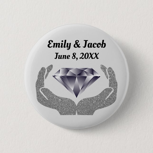 Diamond Hands Wedding 6 Cm Round Badge (Front)