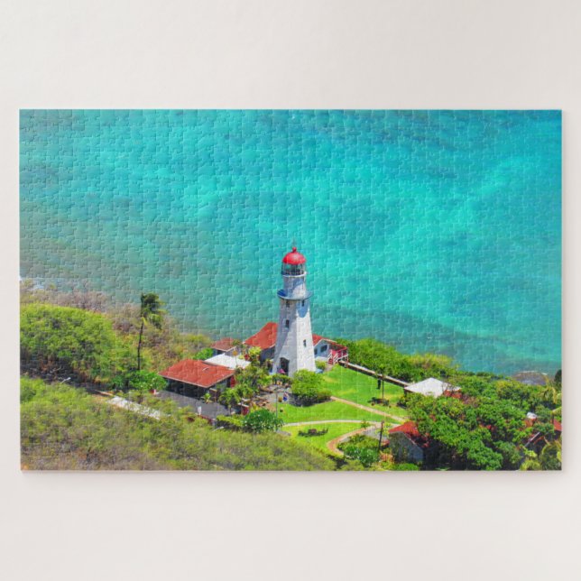 diamond head blue lighthouse jigsaw puzzle (Horizontal)