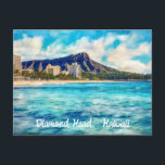 Diamond Head Honolulu Hawaii Postcard<br><div class="desc">Waikiki beach in Honolulu,  Hawaii is known for its beautiful white sand,  clear blue waters,  and stunning views of Diamond Head. This Hawaii art postcard is part of a series of postcards created in a post-impressionism art style and is inspired by different locations around the world.</div>
