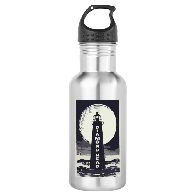 Diamond Head Lighthouse Hawaii Moon 532 Ml Water Bottle (Front)