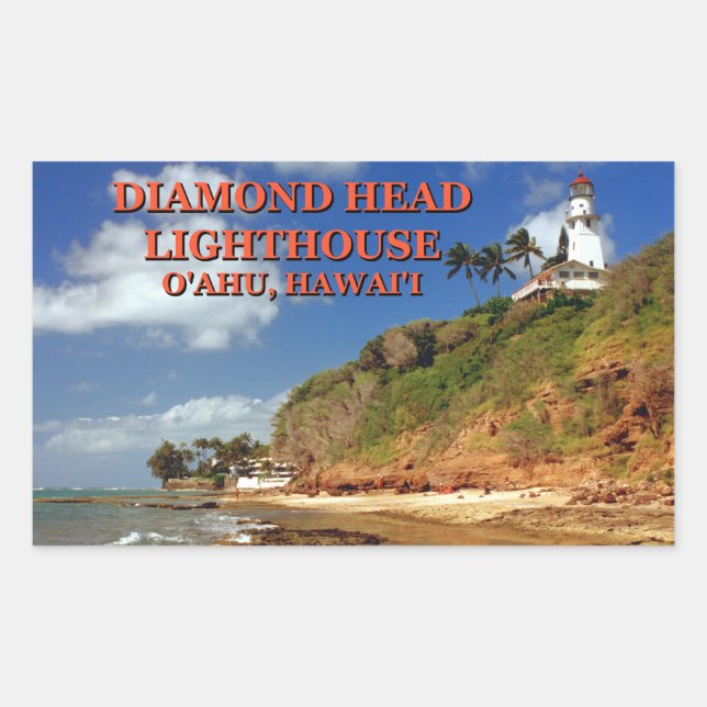Diamond Head Lighthouse, O'ahu, Hawai'i Rectangular Sticker (Front)