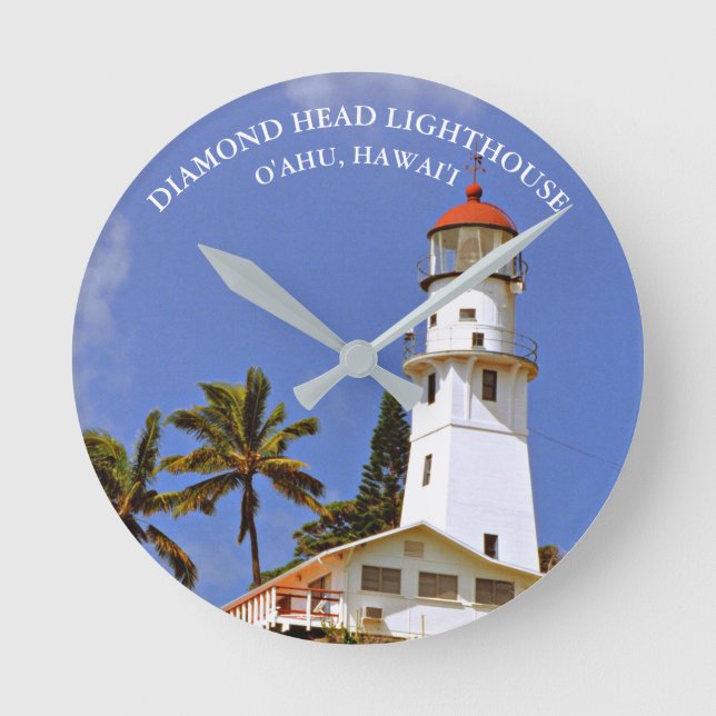 Diamond Head Lighthouse, Oahu, Hawai'i Wall  Clock (Front)