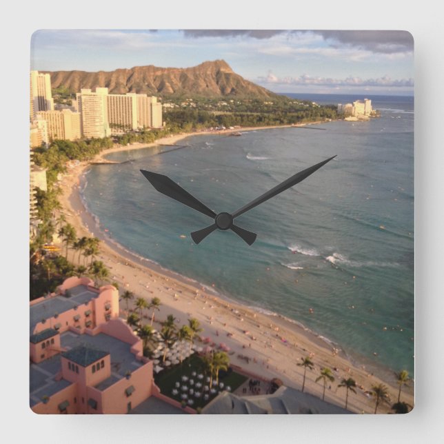 Diamond Head, Waikiki Beach, Hawaii Square Wall Clock (Front)