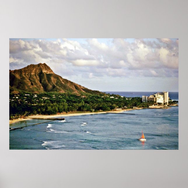 Diamond Head - Waikiki Beach, Oahu Poster (Front)