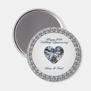Diamond Heart 60th Wedding Anniversary Magnet