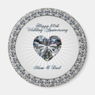 Diamond Heart 60th Wedding Anniversary Magnet