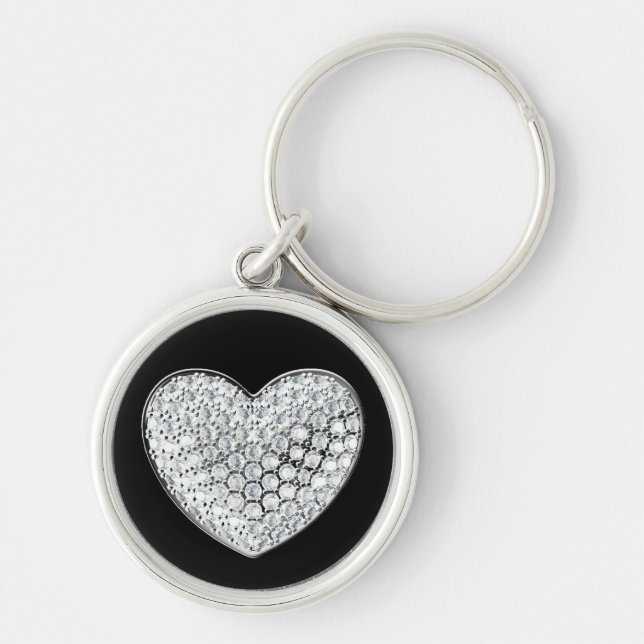 Diamond heart-black bg key ring (Front)