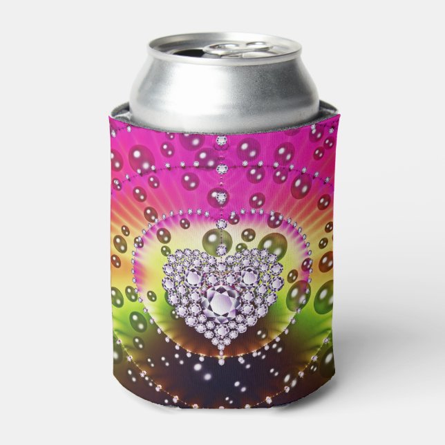 Diamond Heart Bling Can Cooler (Can Front)