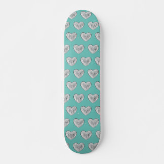 Diamond heart blue bg skateboard
