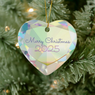 Diamond Heart Customisable Ceramic Ornament