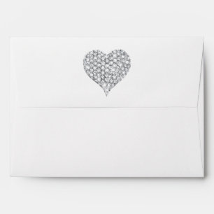 Diamond Heart Faux Silver Glitter Envelope