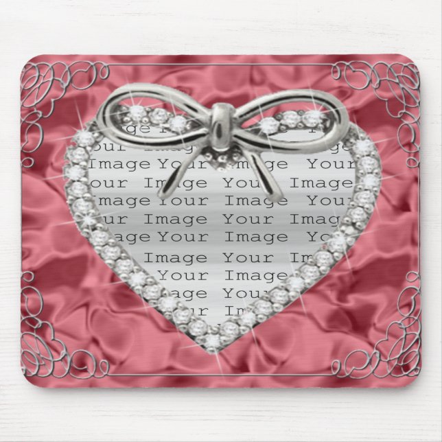 Diamond Heart Frame Red Mouse Pad (Front)