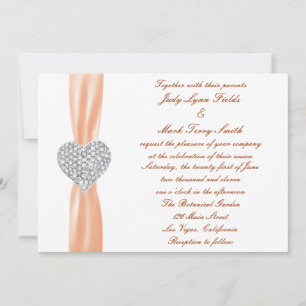 Diamond Heart Orange Wedding Invitation