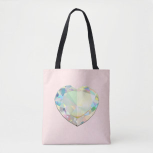 Diamond Heart Pastel Pink Tote Bag