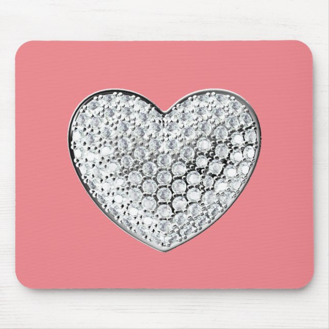Diamond Heart - pink bg Mouse Pad (Front)