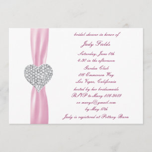 Diamond Heart Pink Wedding Bridal Shower Invite