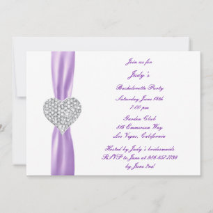 Diamond Heart Purple Bachelorette Party Invitation