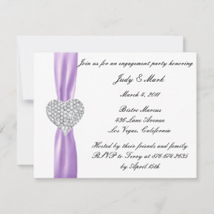 Diamond Heart Purple Engagement Party Invitation