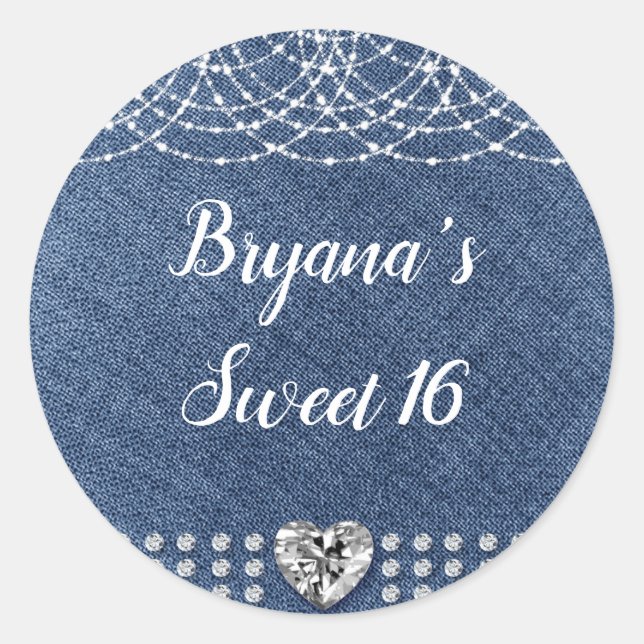 Diamond Heart Red Glitter Sparkle Glam Modern Classic Round Sticker (Front)