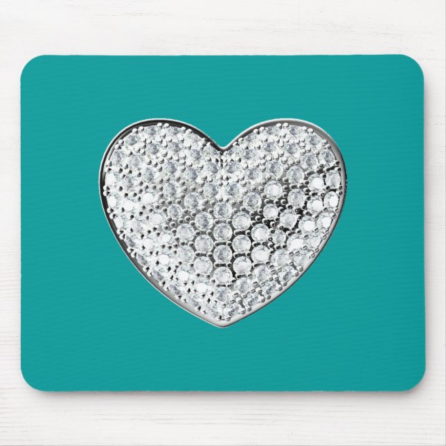 Diamond Heart - teal bg Mouse Pad (Front)