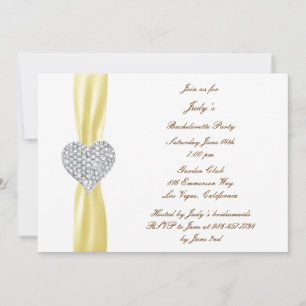 Diamond Heart Yellow Bachelorette Party Invitation