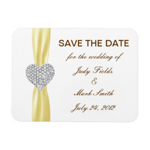 Diamond Heart Yellow Wedding Save The Date Magnet