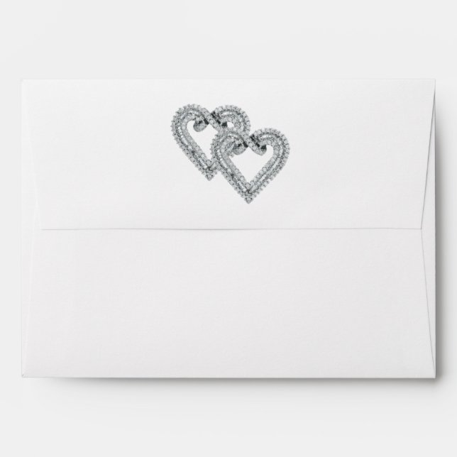 Diamond Hearts Faux Black Glitter Envelope (Back (Top Flap))