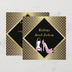 DIAMOND HIGH HEEL SWEET SIXTEEN  SPOT Gold Invitation