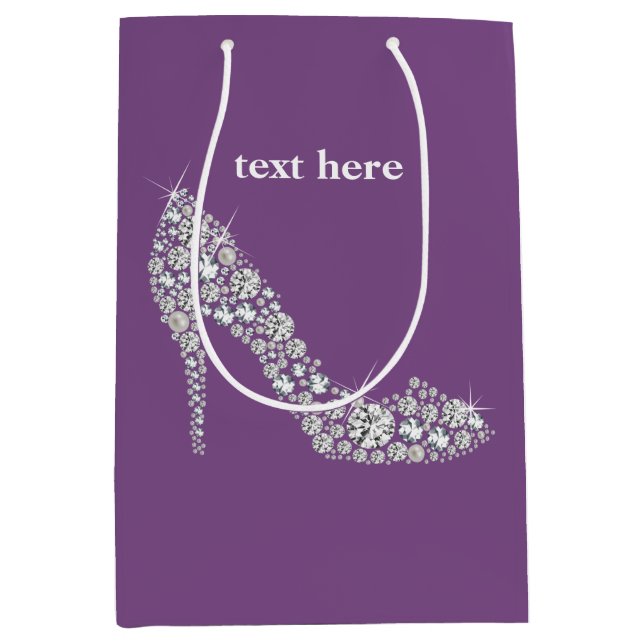 diamond high heels glitter elegant medium gift bag (Front)