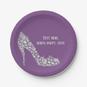 diamond high heels glitter elegant paper plate