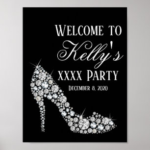 diamond high heels glitter elegant welcome sign