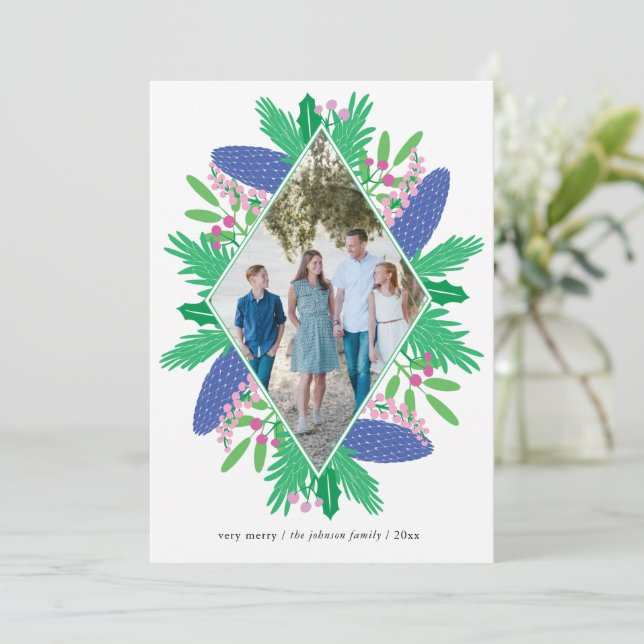 Diamond Holiday Woodland Christmas Multi Photo Card (Standing Front)