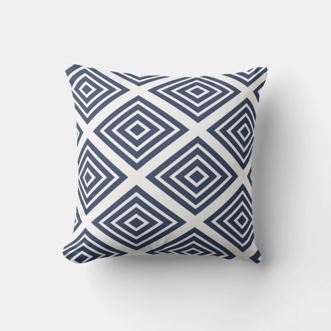 Diamond [indigo] - Japanese Traditional Pattern Cushion (Front)